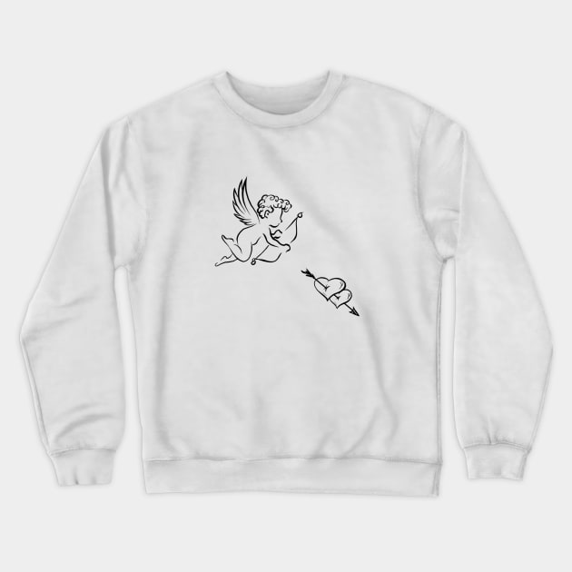 Cupidon shoots arrow in the heart love line art Crewneck Sweatshirt by Print Art Station